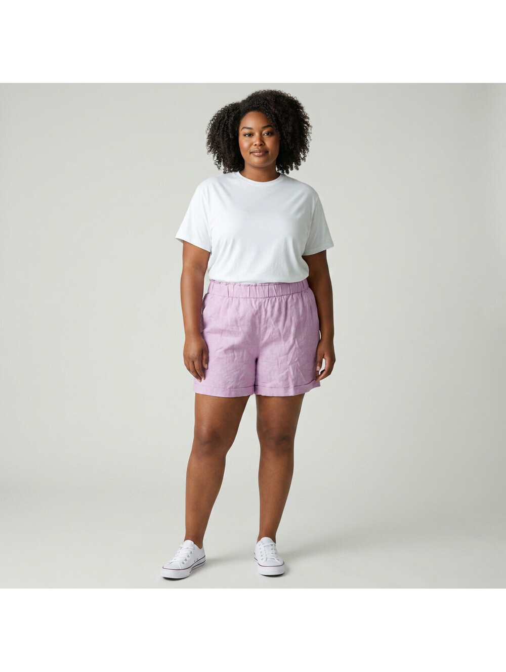 Talbots Shorts Women XL Purple Linen High Rise Hot Pants Pockets Pull On Stretch